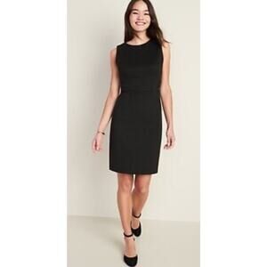 NWT Old Navy Ponte Knit Sleeveless Sheath Dress •L• Black Career Shift